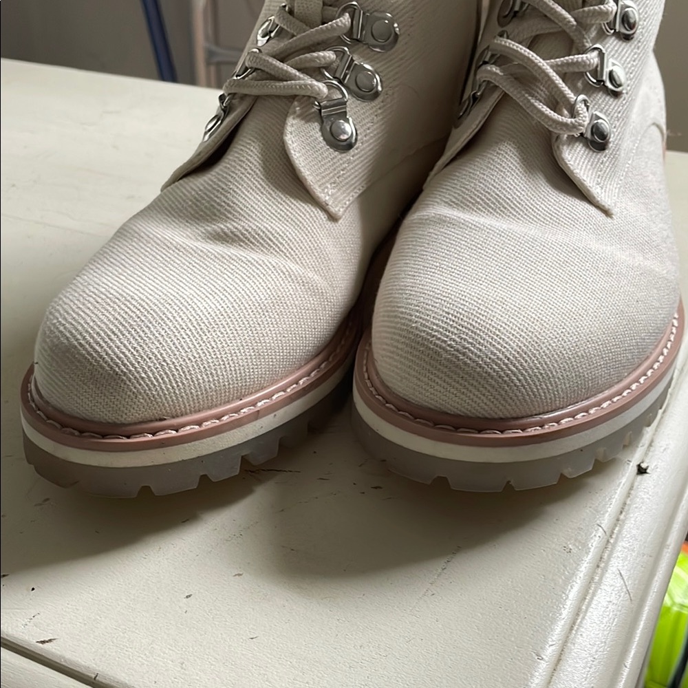 Men's Cream Canvas Boots